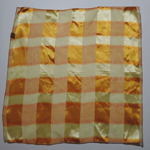 Vintage KUSAN Women's Scarf ORANGE CREAM OMBRE Silk Feel Satin SQUARE 20"